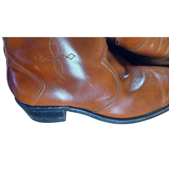 Vintage Hy-Test Tufgum Side-Zip Western Ankle Boots Brown Leather Men’s 10 XE - Picture 10 of 11